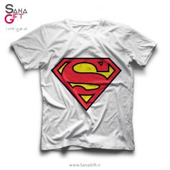 تی شرت سفید طرح لوگو سوپرمن