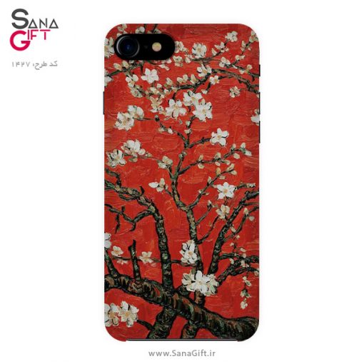 قاب موبایل طرح قرمز نقاشی شکوفه درخت بادام – Van Gogh