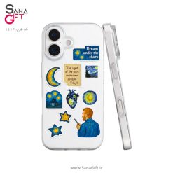 قاب موبایل شفاف طرح کلاژ شب پرستاره ون گوگ