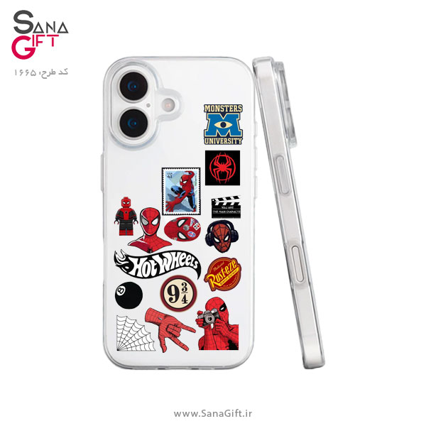 Case-1665 قاب موبایل شفاف طرح کلاژ اسپایدرمن